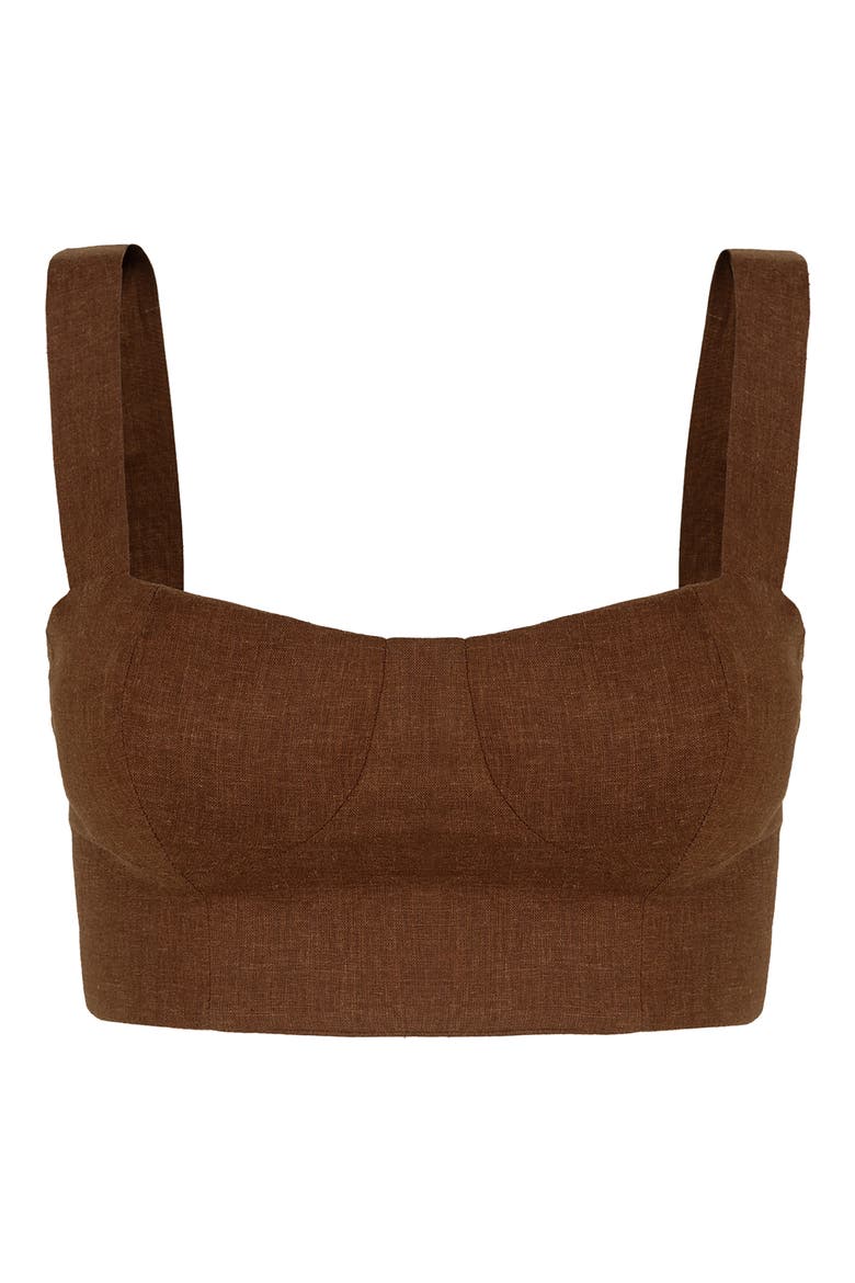 Valleta Linen Blend Cover-Up Top, Alternate, color, BROWN