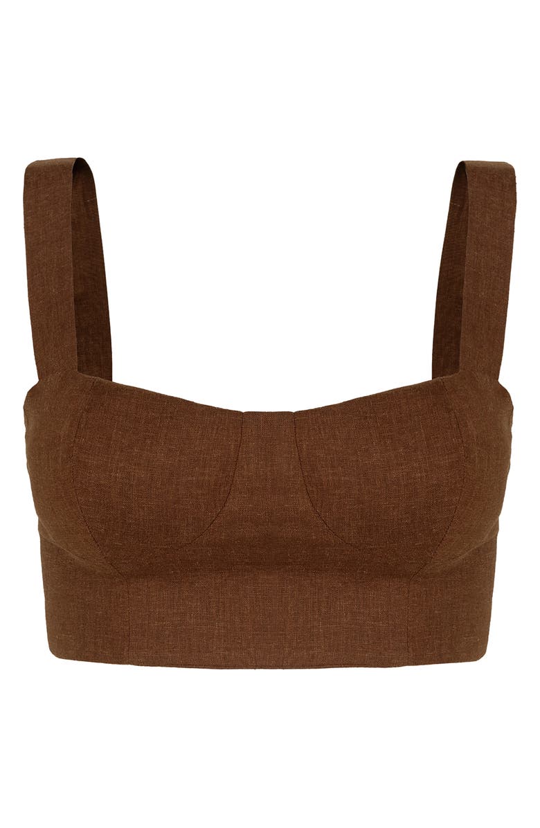 ViX Paula Hermanny Valleta Linen Blend Cover-Up Top, Alternate, color, Brown