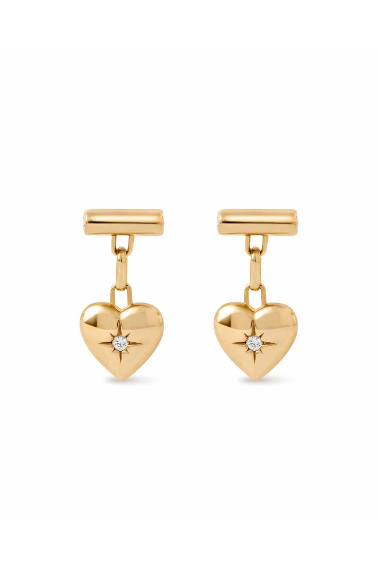 Gold Biography Heart Stud Drop Earrings, Main, color, Gold
