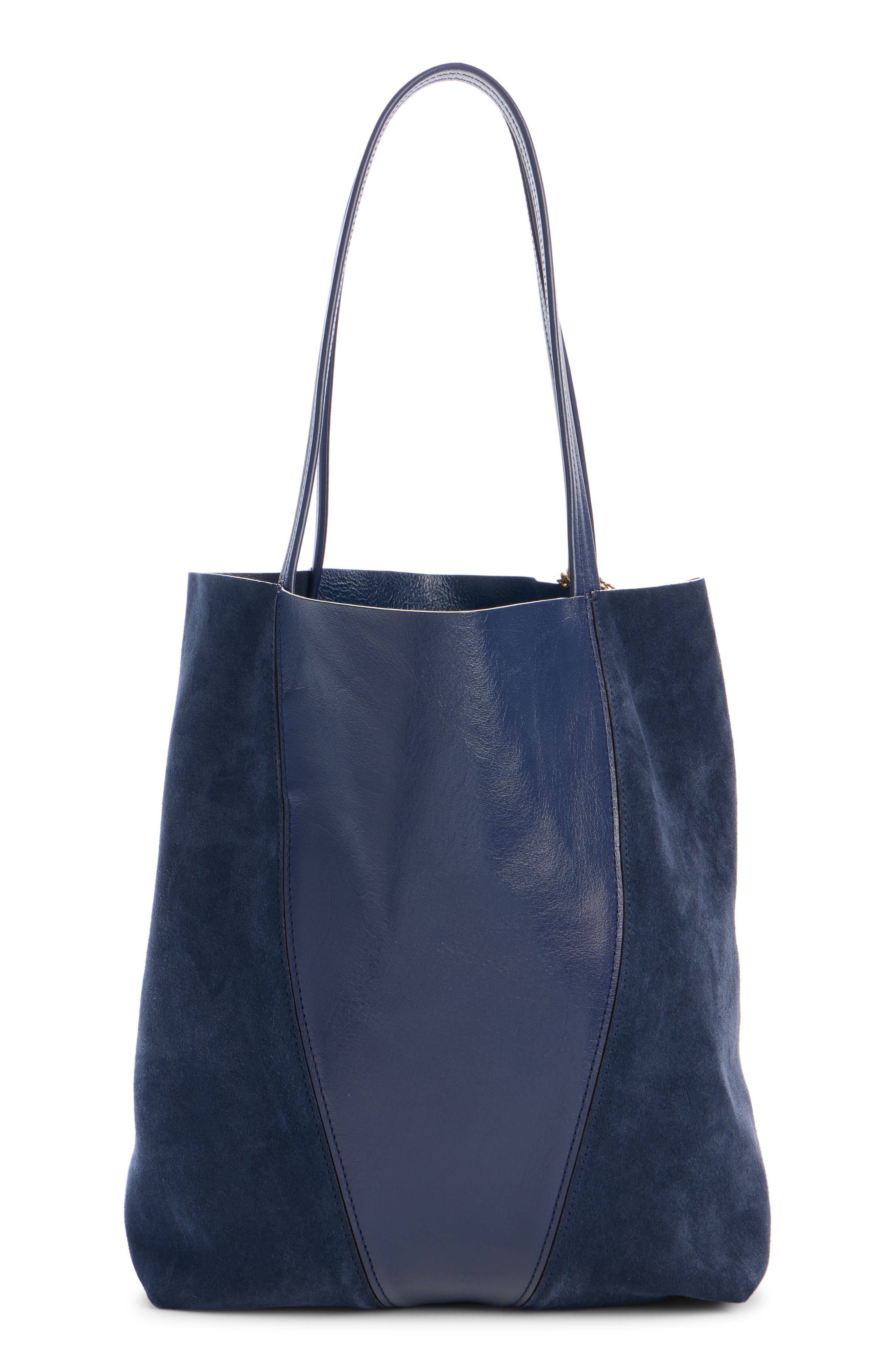 Medium Spin Leather & Suede Tote, Alternate, color, PARISIAN NIGHT