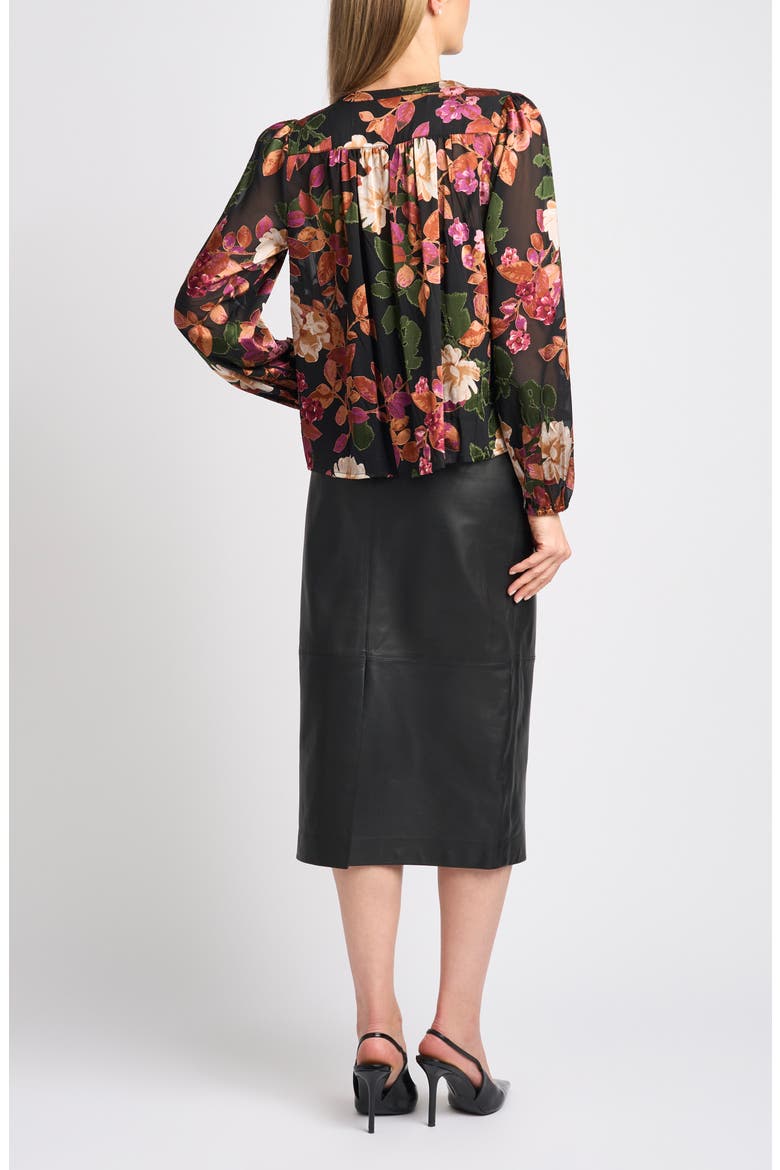 Adina Floral Print Long Sleeve Top, Alternate, color, RICH BLACK