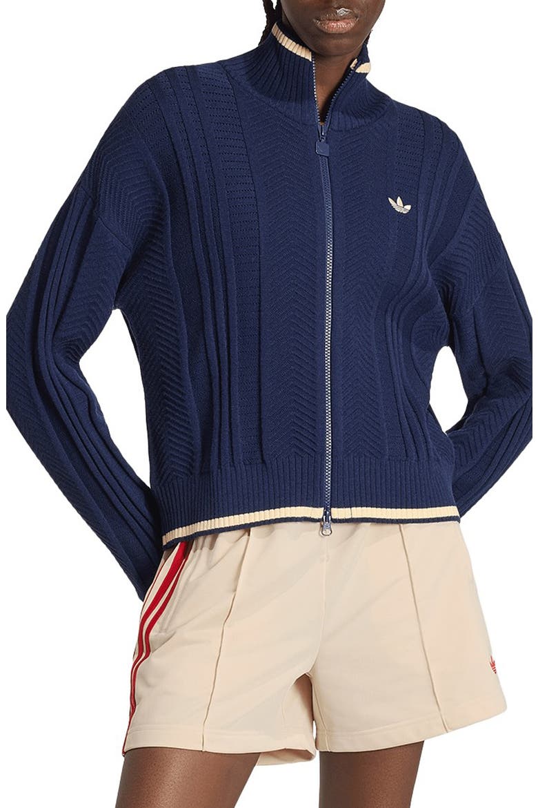 Herringbone Zip Cardigan, Main, color, NIGHT INDIGO