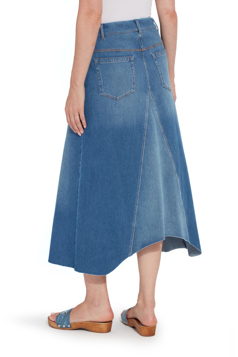 Camille Denim Midi Skirt, Alternate, color, MIDWASH