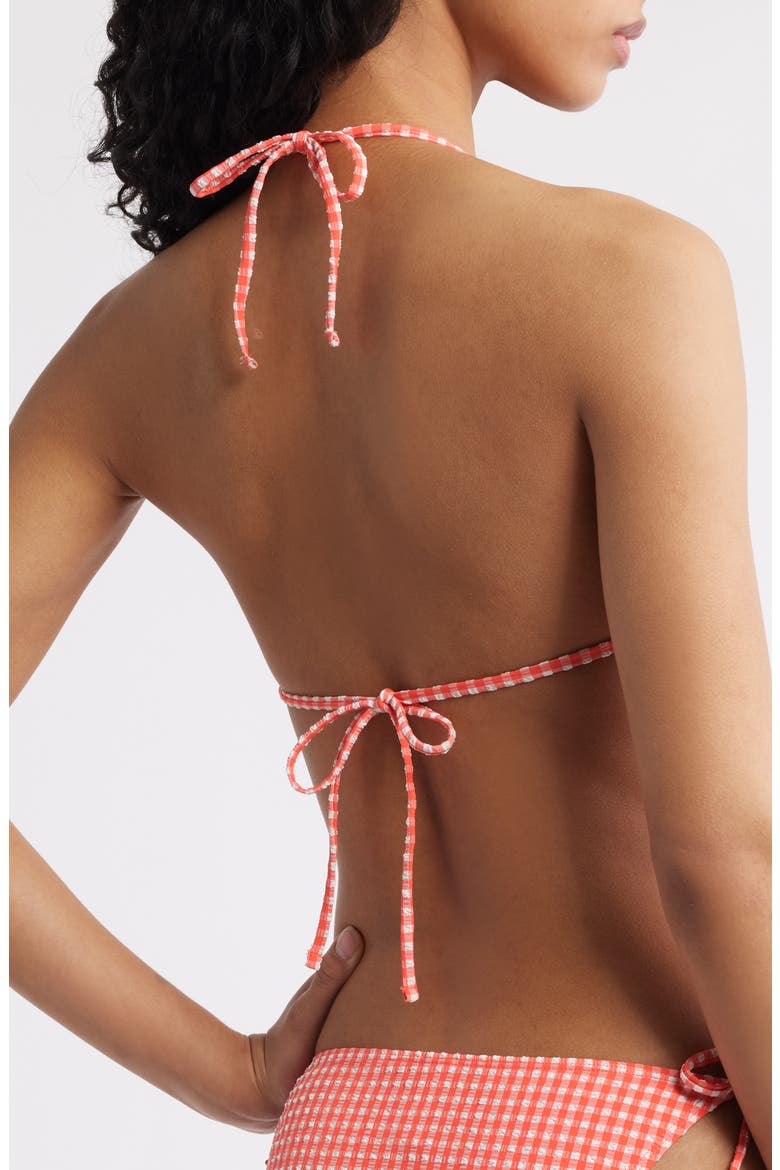 Gingham Classic Triangle Bikini Top, Alternate, color, WHITE- BITTERSWEET GINGHAM