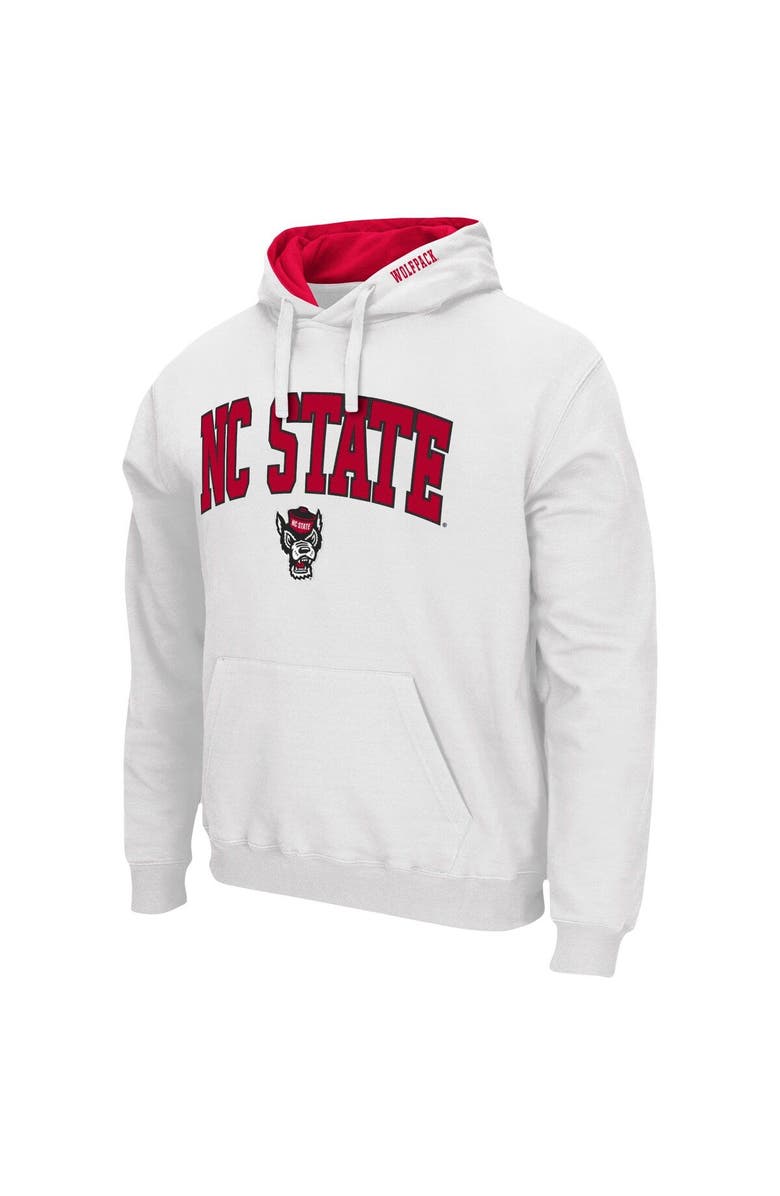 COLOSSEUM Men's Colosseum White NC State Wolfpack Arch & Logo 3.0 Pullover Hoodie, Alternate, color, White