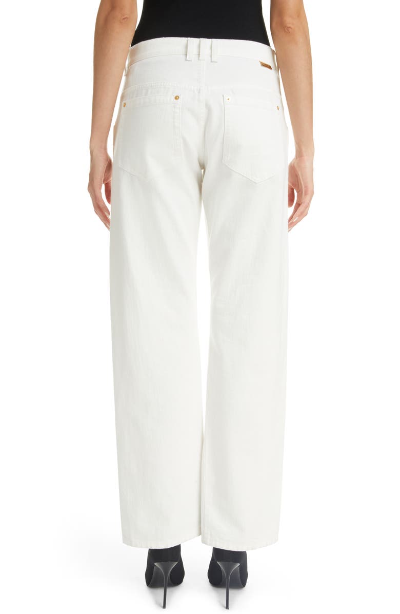 Balmain Slit Front Straight Leg Nonstretch Jeans, Alternate, color, 