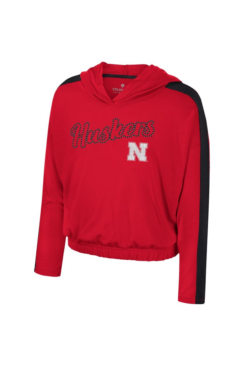 Girls Youth Colosseum Scarlet Nebraska Huskers Illumination Long Sleeve Hoodie T-Shirt, Alternate, color, Scarlet