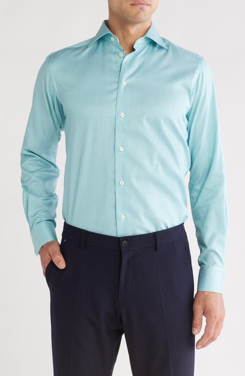 Contemporary Fit Solid Cotton Dress Shirt