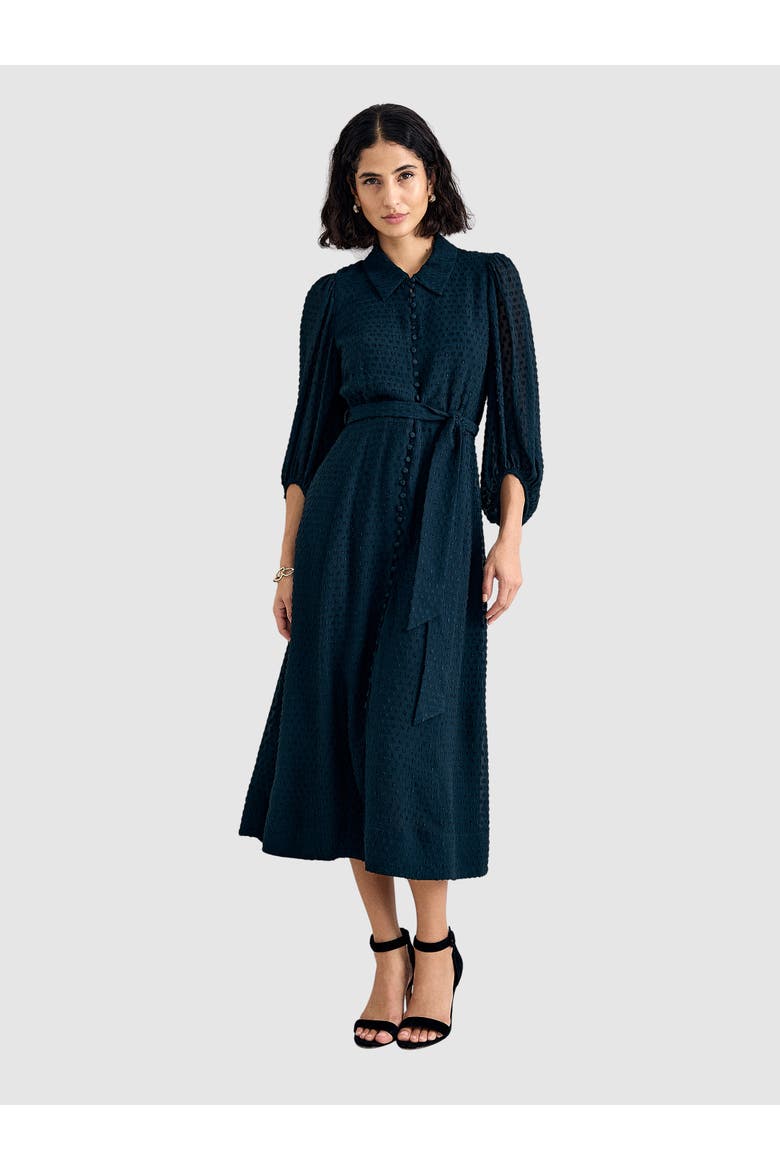 Maeve Textured Belted Shirt Dress, Main, color, Teal