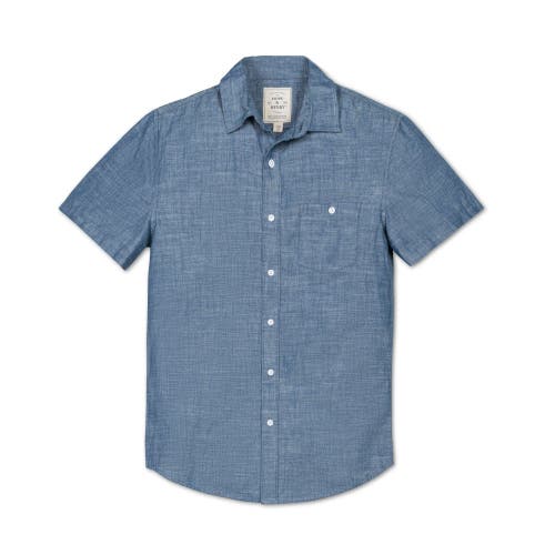Hope & Henry Organic Chambray Short Sleeve Shirt In Blue Chambray