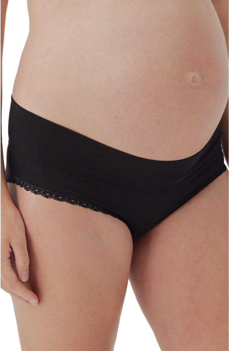 Pact Organic Cotton Maternity Foldover Hipster 4-Pack, Alternate, color, Black