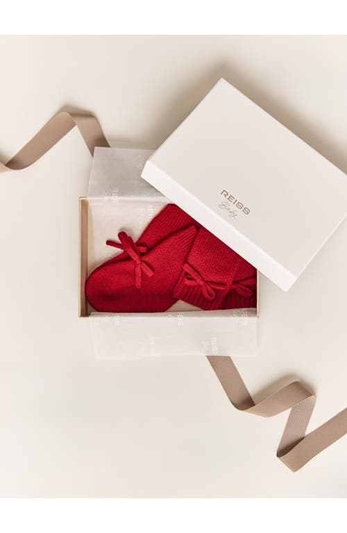 Reiss Rivelin Bow Cashmere Mittens & Crew Socks Set In Brown