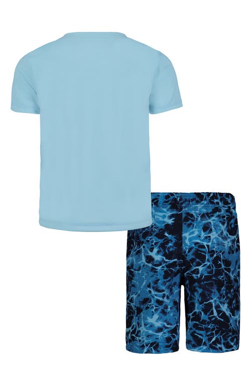 Under Armour Kids' Water Camo Graphic Swim T-shirt & Shorts Set In Stream