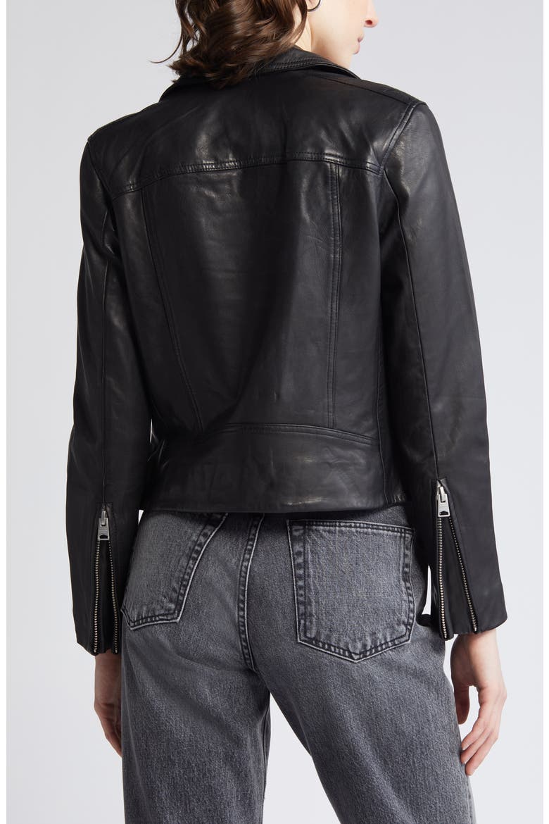 Dalby Leather Biker Jacket, Alternate, color, BLACK/ SILVER