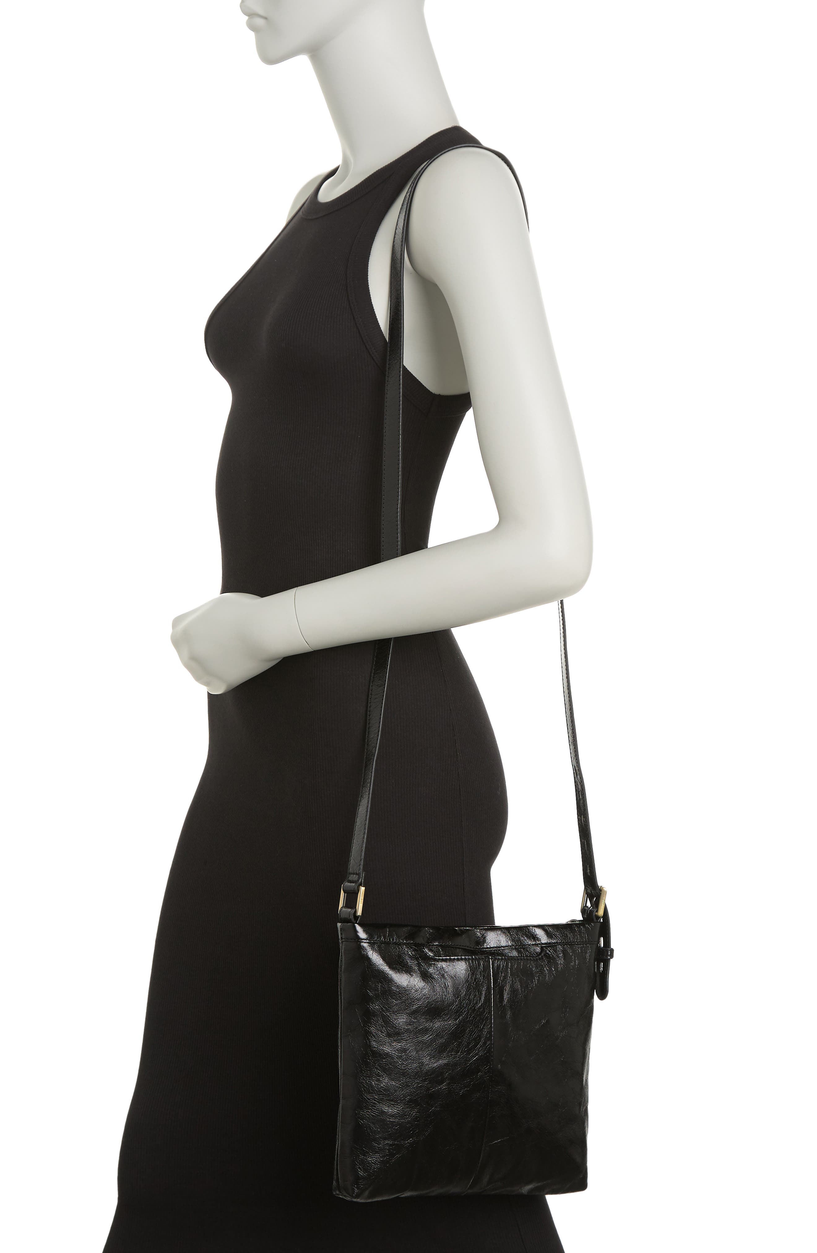 HOBO Leather Crossbody Bag, Alternate, color, Black