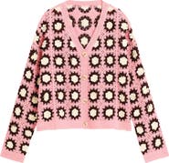Desigual Granny Square Cotton Blend Crochet Cardigan