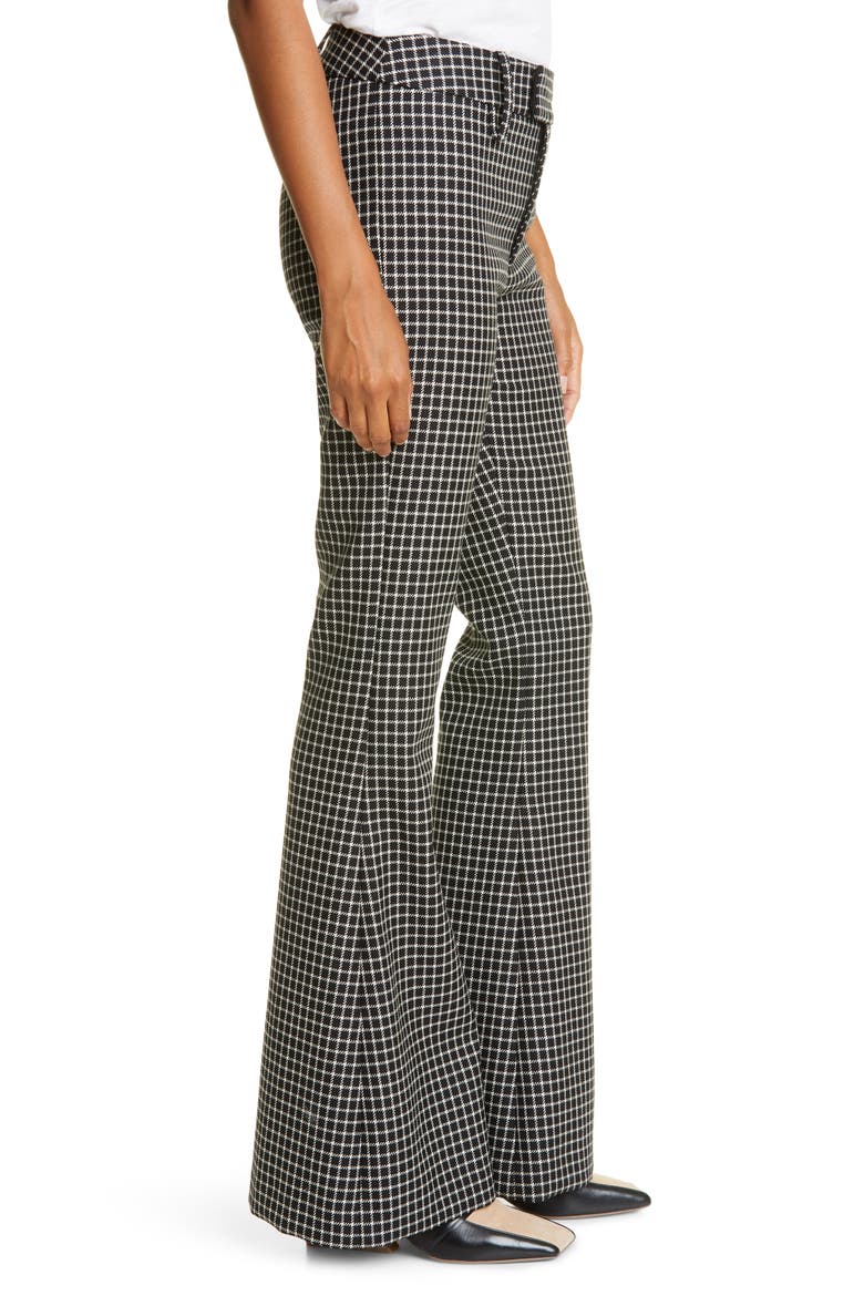 Check Bootcut Wool Trousers, Alternate, color, BLACK GRID