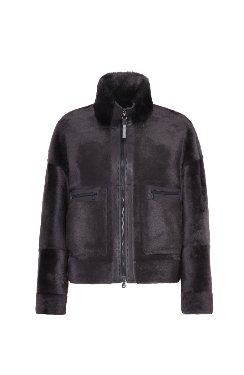 Brunello Cucinelli Shearling outerwear, Main, color, Charcoal