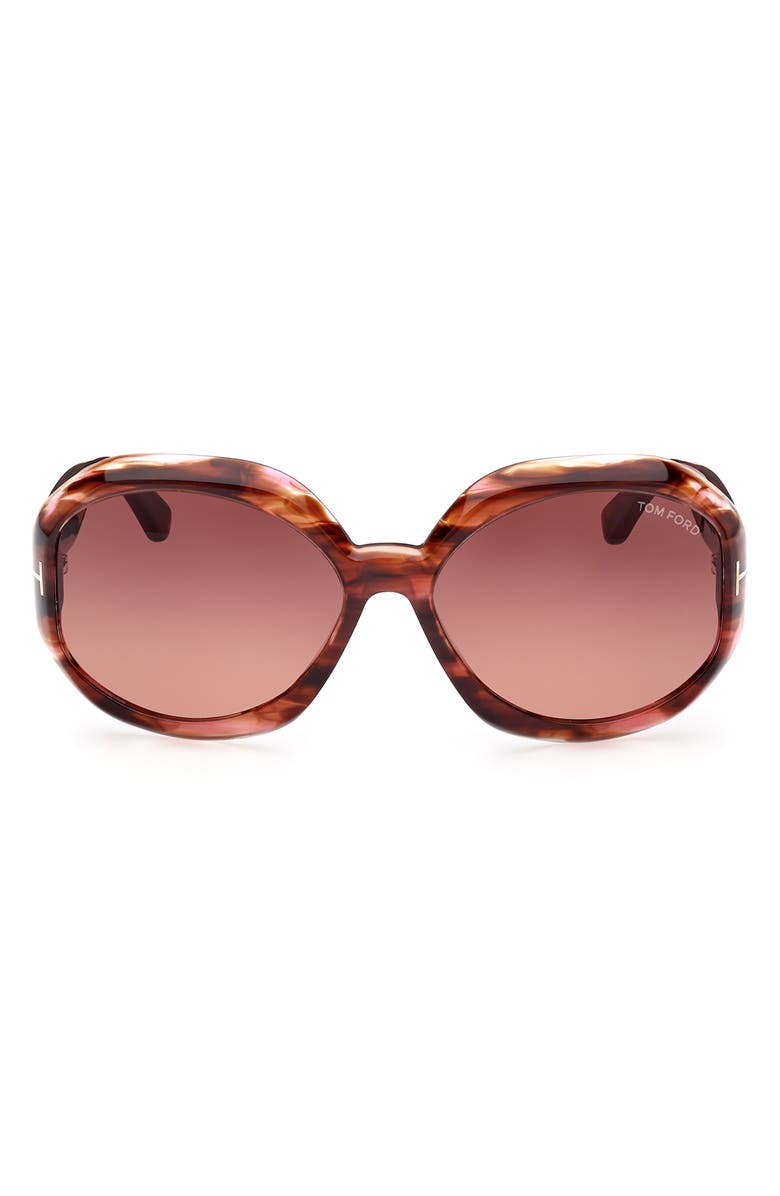 TOM FORD Georgia-02 62mm Gradient Oversize Round Sunglasses, Main, color, Coloured Havana / Brown