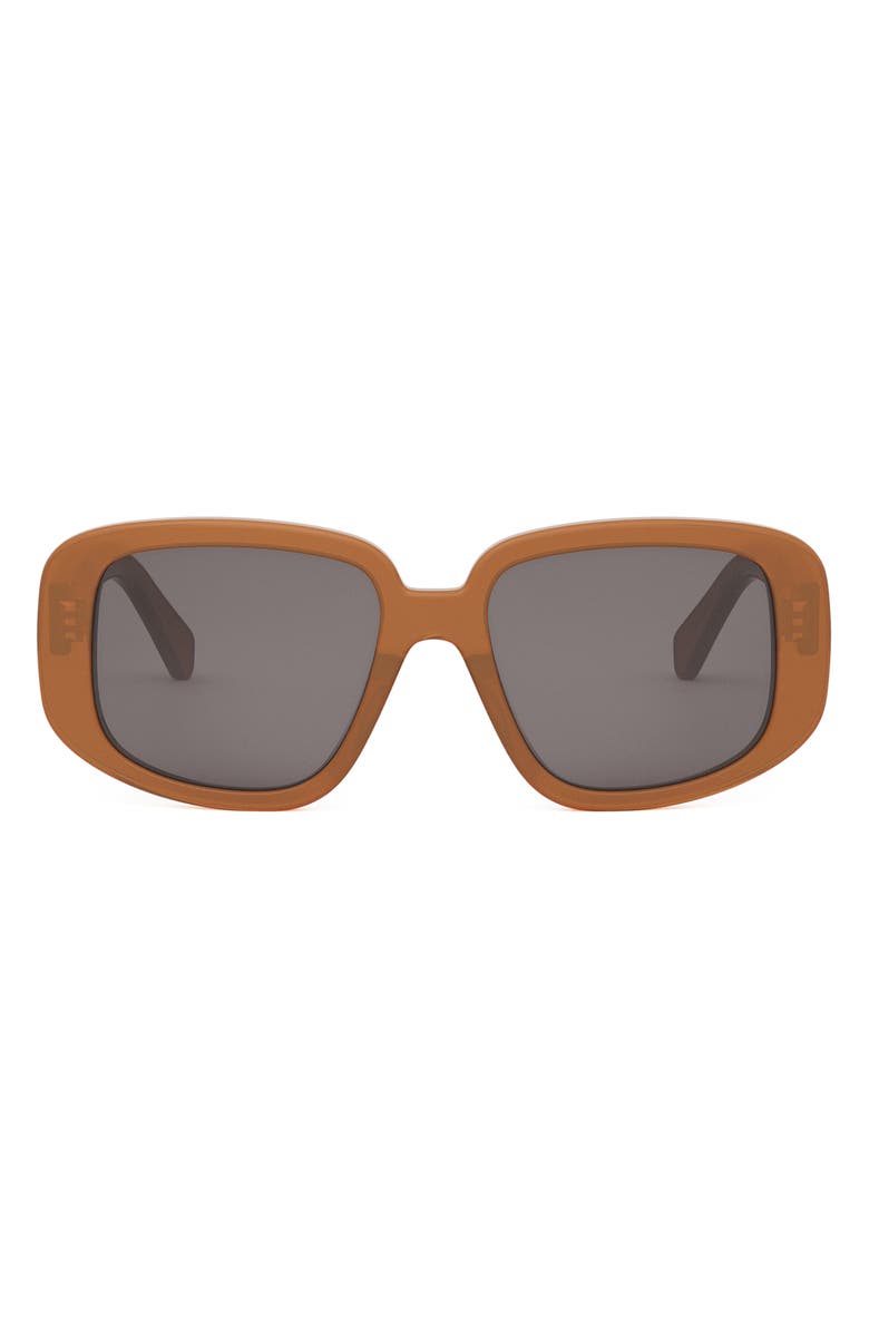 CELINE Bold 3 Dots 55mm Geometric Sunglasses, Main, color, Shiny Light Brown / Smoke