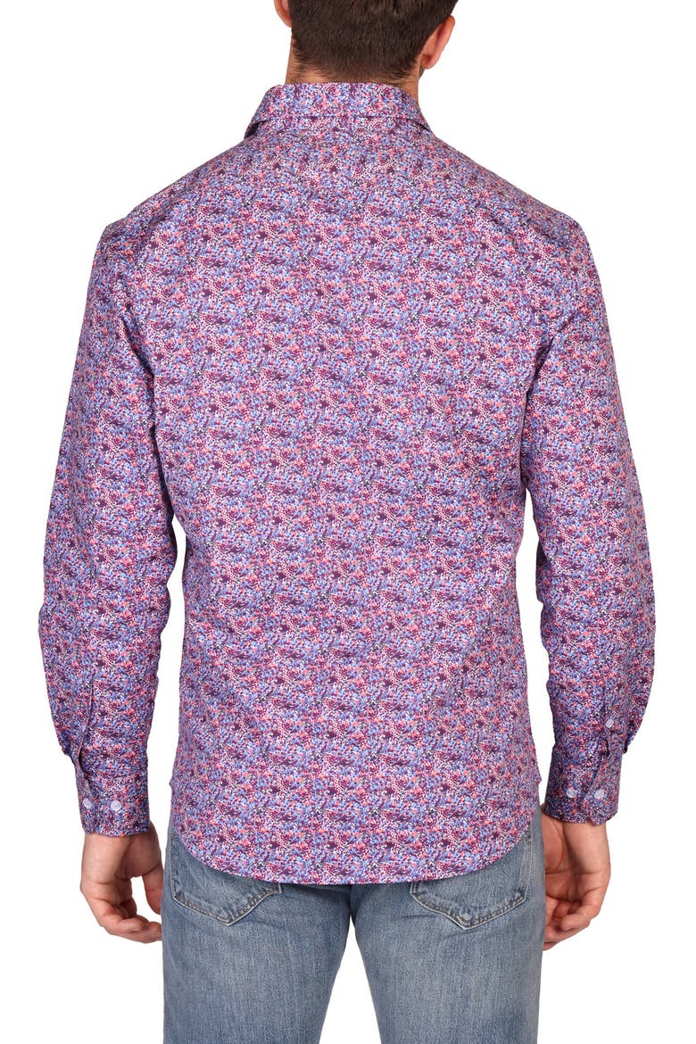 Classic Fit Crimson Floral Button-Down Shirt, Alternate, color, RED MULTI