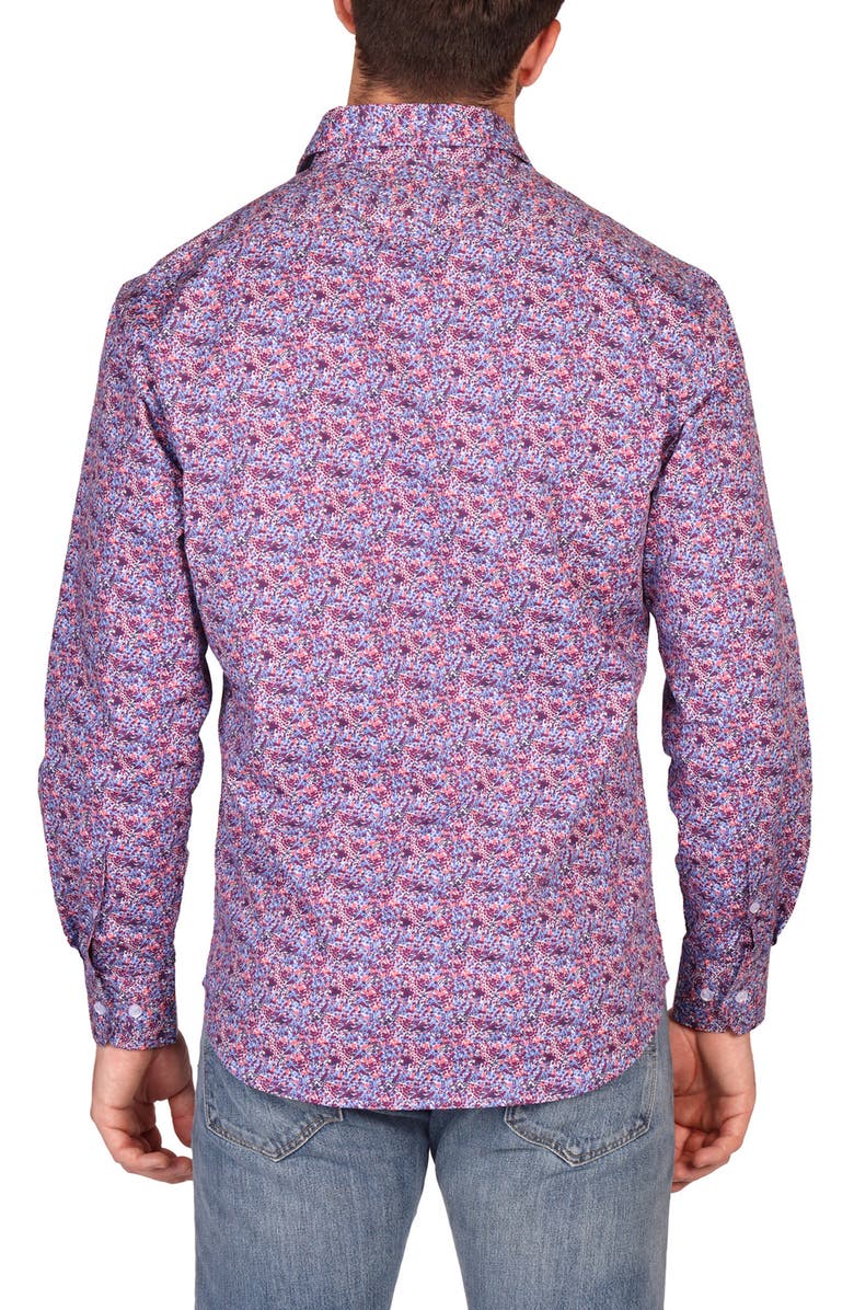 TailorByrd Classic Fit Crimson Floral Button-Down Shirt, Alternate, color, Red Multi