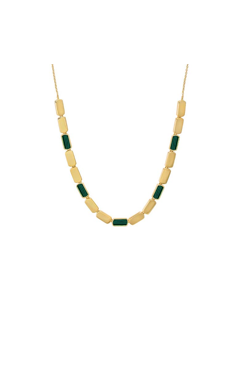 BY ADINA EDEN Multi Malachite Stone Bar Half Tennis Chain Necklace, Main, color, 