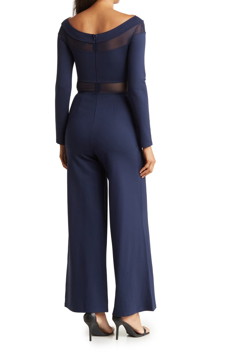 Love By Design Coleen Off the Shoulder Jumpsuit, Alternate, color, Navy Blazer