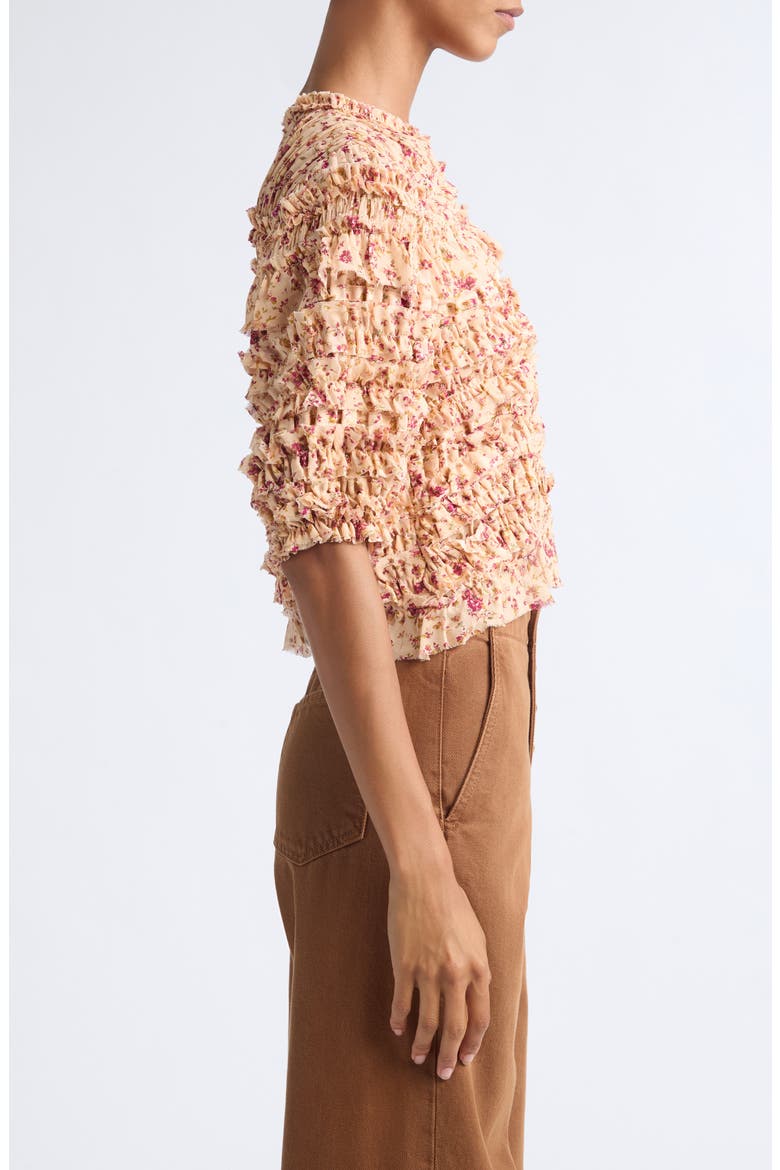 Mabel Silk Ruffle Top, Alternate, color, BLUSH MILLE- FLEUR
