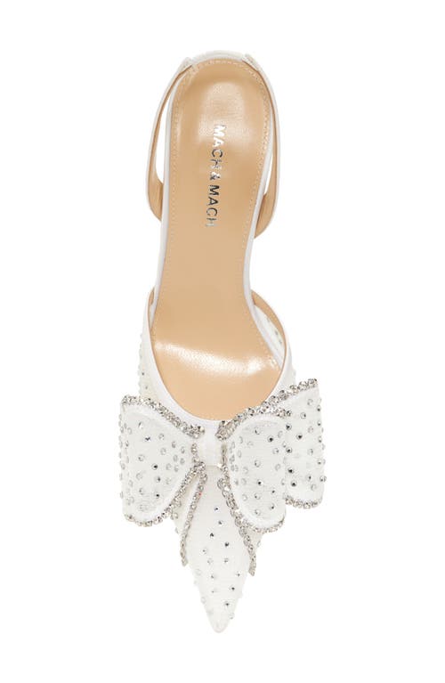 Mach&mach Mach & Mach Le Cadeau Bow Pointed Toe Slingback Pump In White