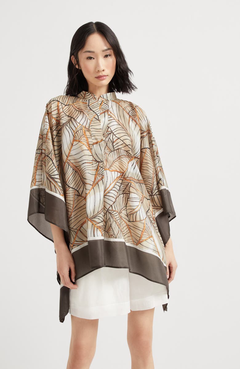 Brunello Cucinelli Papyrus print poncho, Alternate, color, 