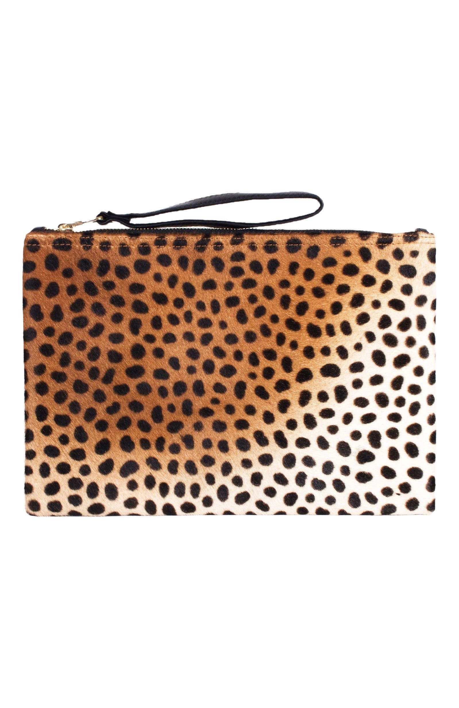 The Artisan & Company Leopard Leather-Flat Wallet Clutch, Main, color, Leopard Print