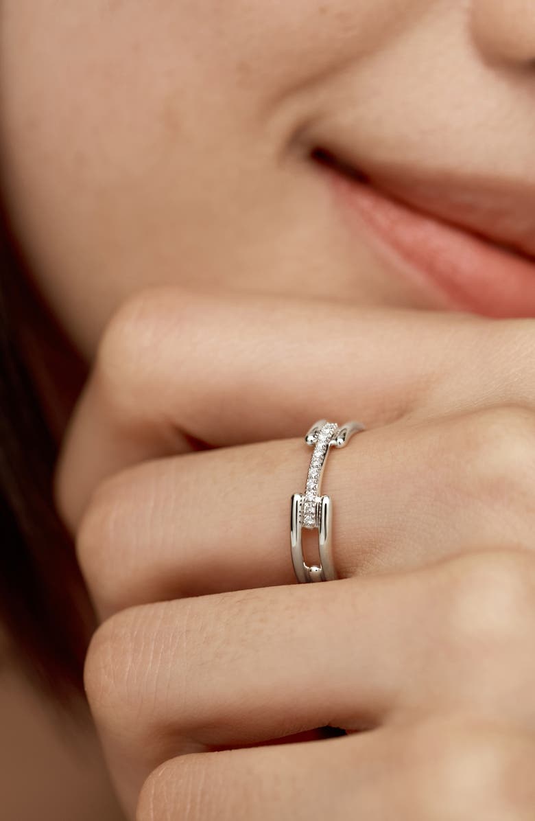 Monica Vinader Signature Link Lab Grown Diamond Ring, Alternate, color, Sterling Silver/ Lab Diamond