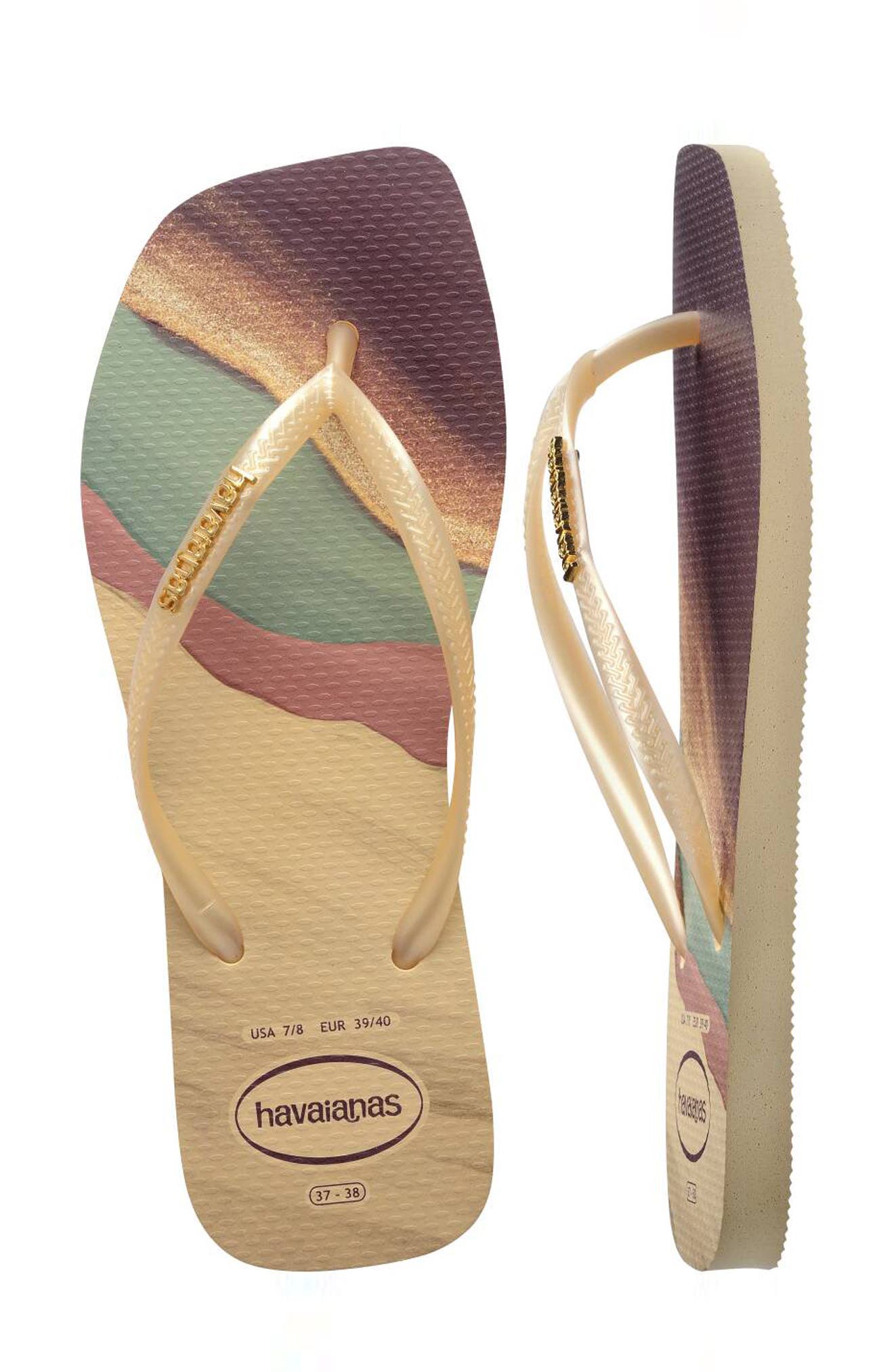Havaianas Slim Square Flip Flop, Alternate, color, Buttercream