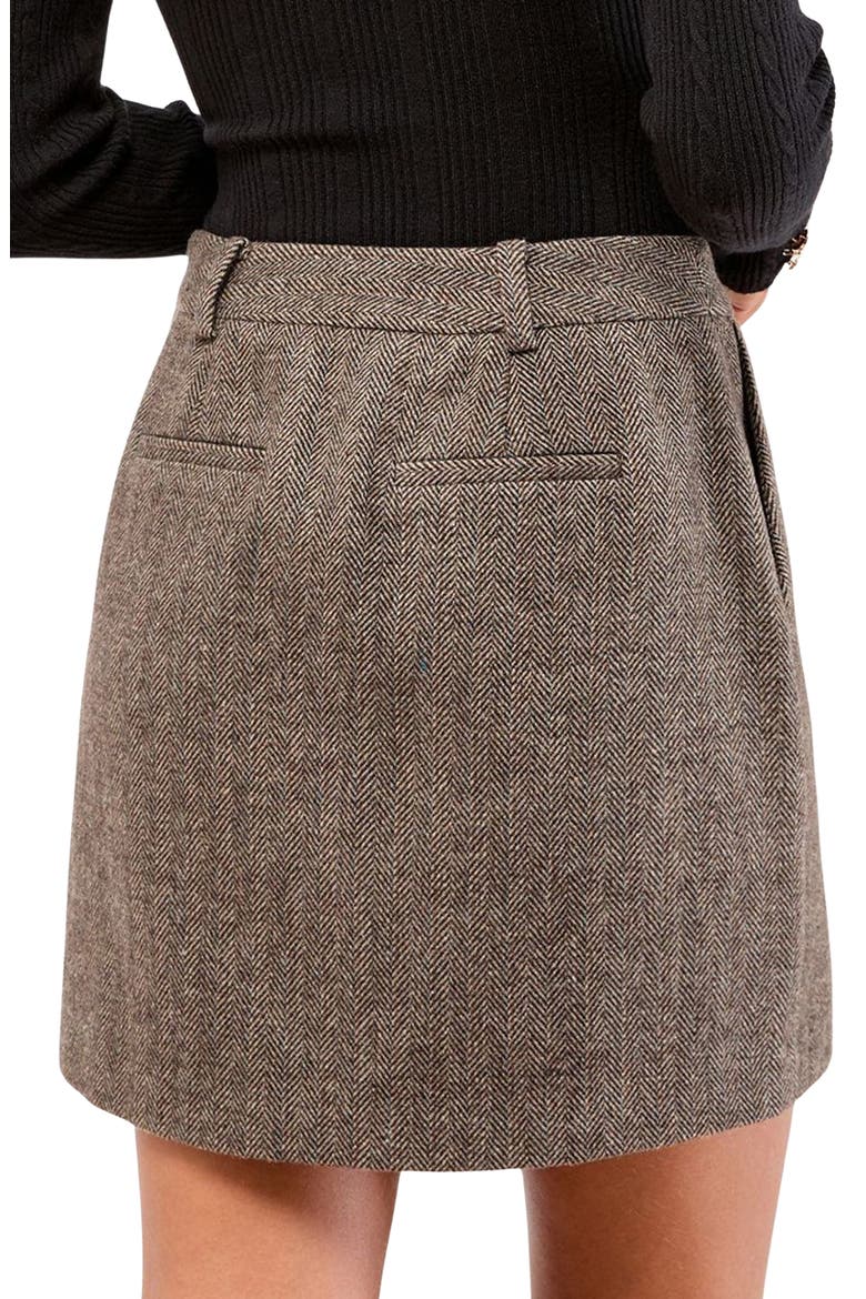 Houndstooth Check Miniskirt, Alternate, color, BROWN