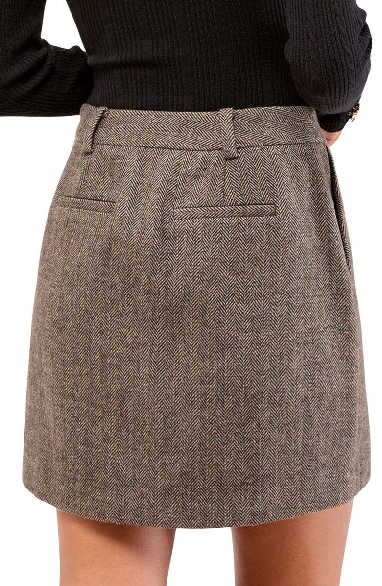 Lipsy Houndstooth Check Miniskirt, Alternate, color, Brown