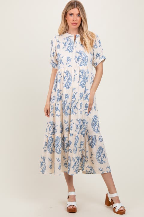 Paisley Button Up Tiered Maxi Dress