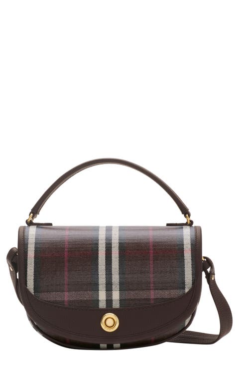 Highlands Check Coated Canvas & Leather Top Handle Bag