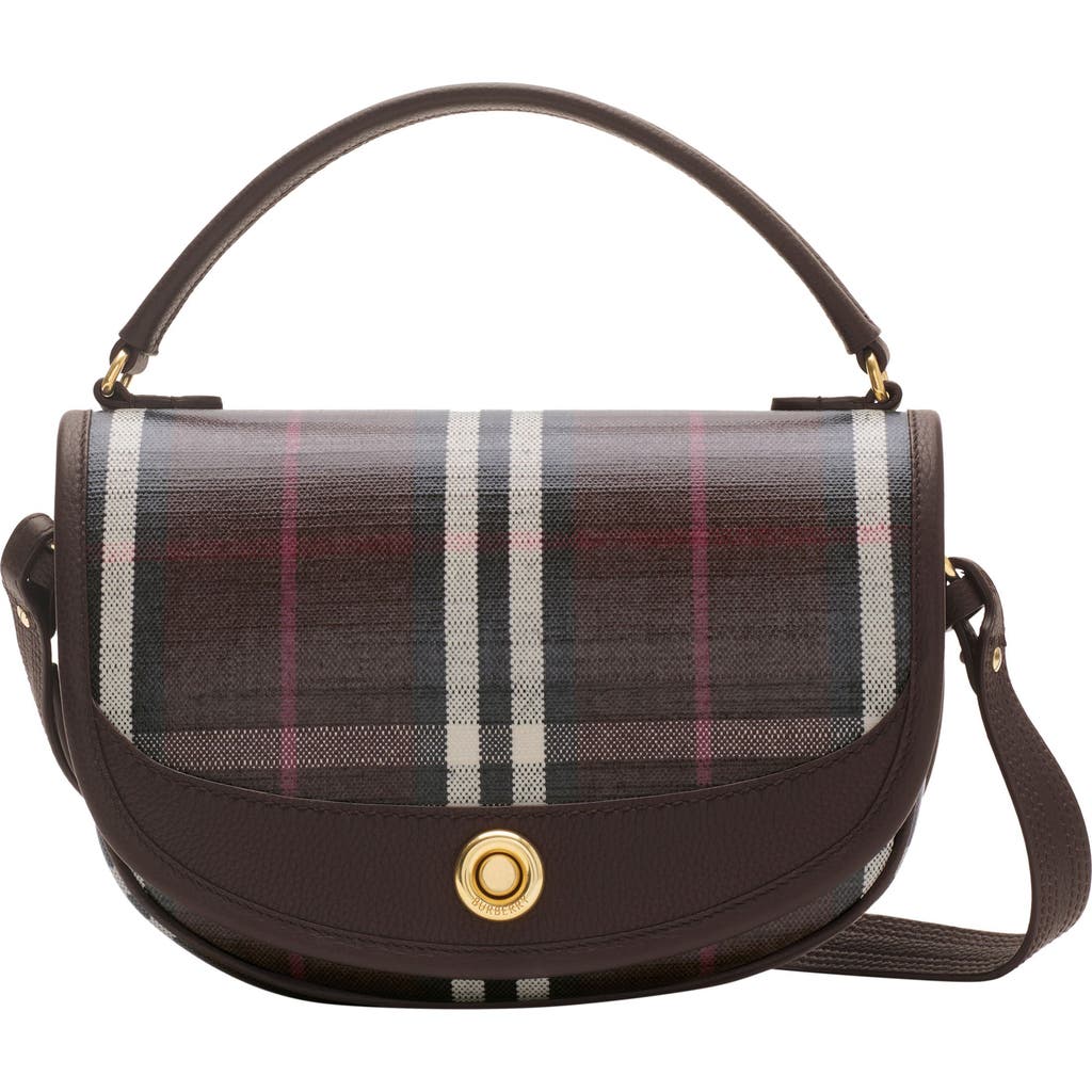 Burberry Womens Mahogany Highlands Check Cotton-blend Cross-body Bag In Brown