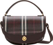 Burberry Highlands Check Coated Canvas & Leather Top Handle Bag