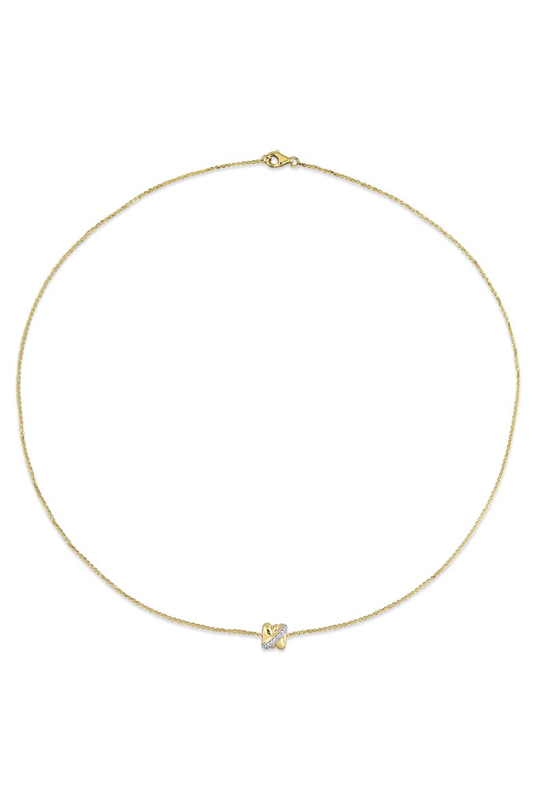 Diamond Crossover Design Necklace 14k, Alternate, color, Yellow Gold