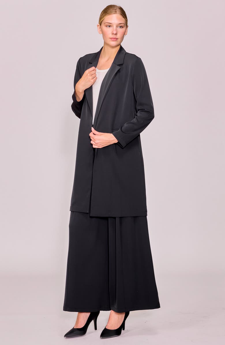 MELLODAY Long Crepe Blazer, Alternate, color, Black