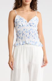 Madden Girl Floral Smocked Cotton Camisole