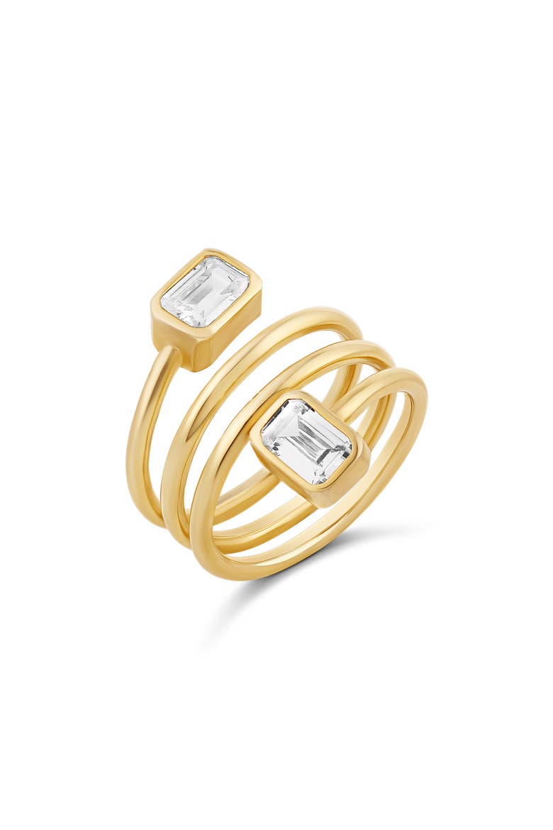 Emerald Cut Spiral Statement Ring, Main, color, GOLD/ WHITE