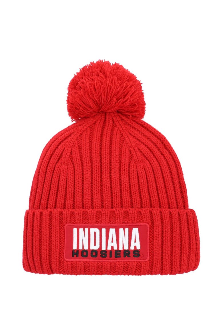 Men's adidas Crimson Indiana Hoosiers Modern Ribbed Cuffed Knit Hat with Pom, Main, color, Crimson