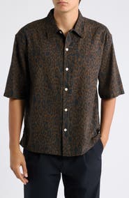 AllSaints Leopardo Organic Cotton Blend Button-Up Shirt