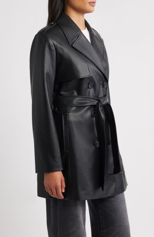Sam Edelman Faux Leather Trench Coat In Black