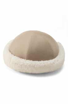 Nika Wool Beanie with Genuine Shearling Trim