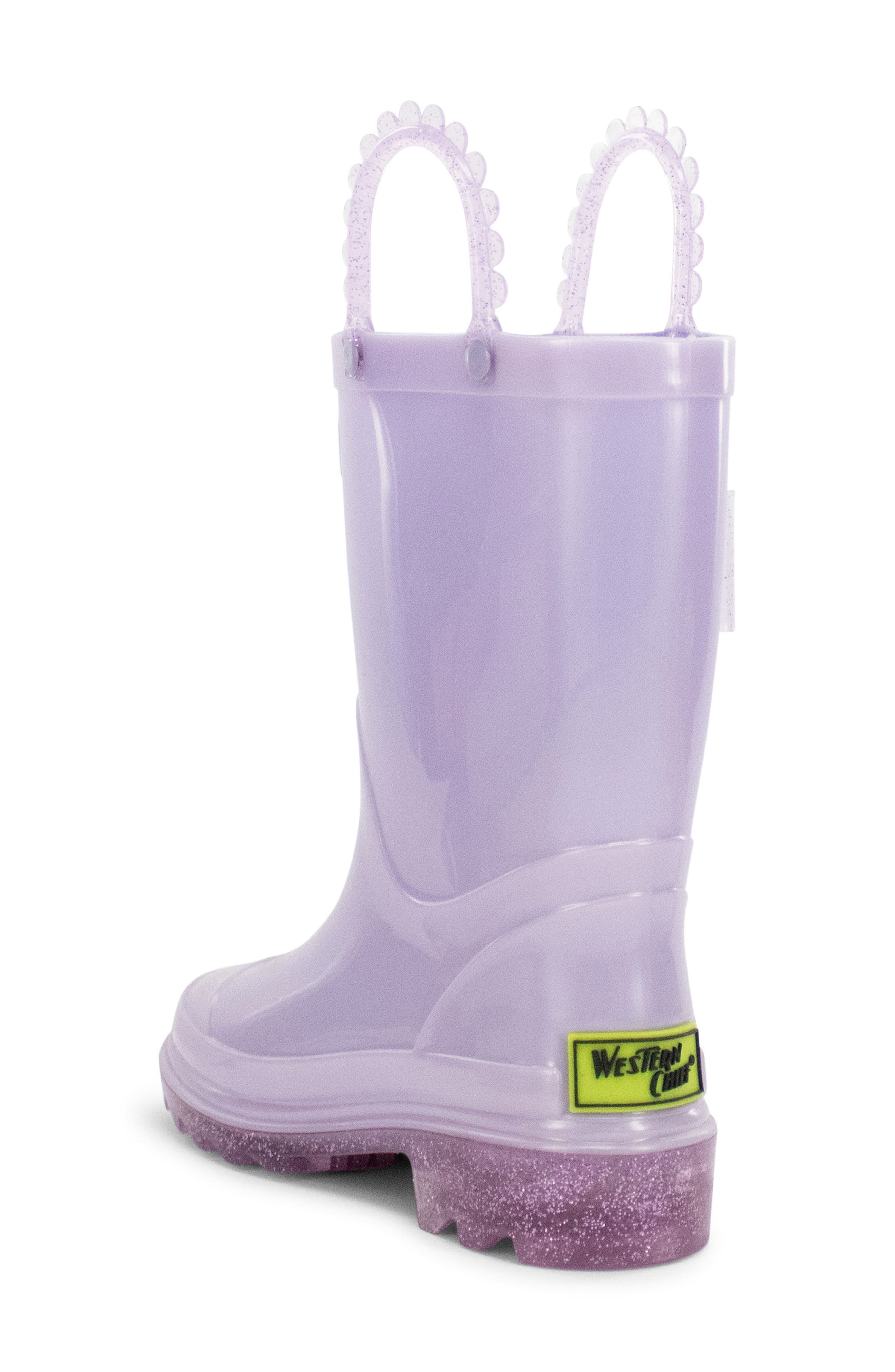 Western Chief Kids' Pearlized Light-Up Waterproof Rain Boot, Alternate, color, Lavender