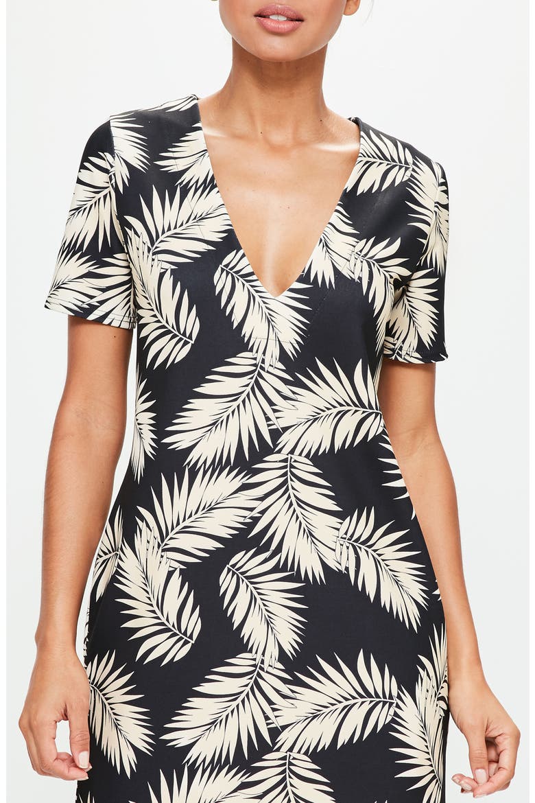 Print Plunge T-Shirt Dress, Alternate, color, BLACK
